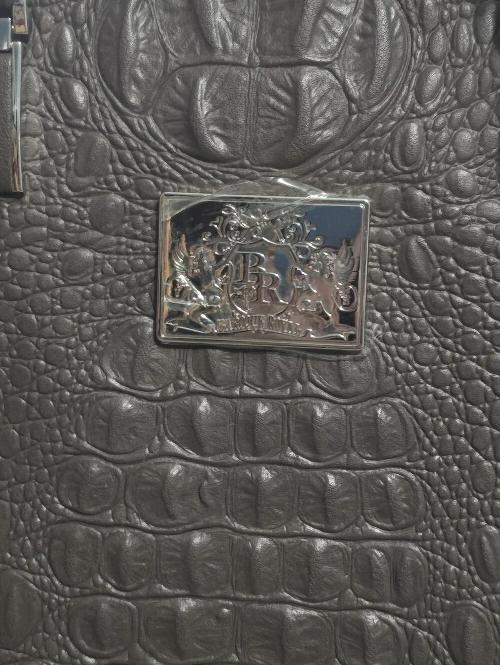 Baroque Royal Brown Vegan Leather Croc-Embossed Laptop Briefcase Bag